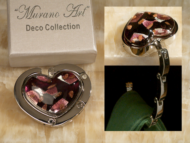 Murano Art Deco Collection Hand Bag Holder-Purple Heart