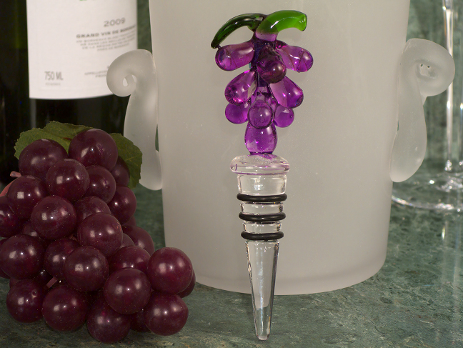 Murano Art Deco Glass Grapes Design Stopper