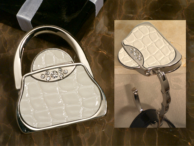 Stylish Handbag holder white leather design