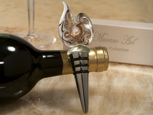 Murano Art Deco Collection Golden Swirl Bottle Stopper