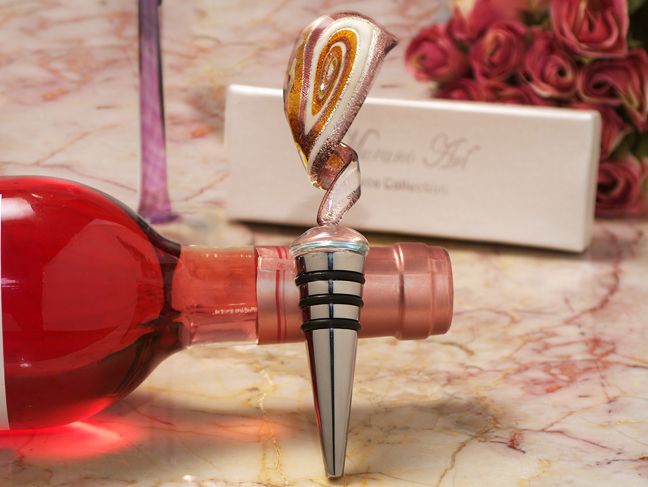Murano Art Deco Collection Burgundy Swirl Bottle Stopper