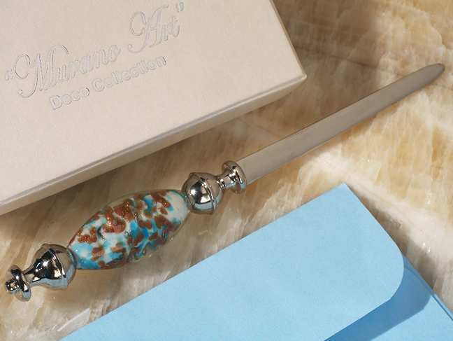 Murano Art Deco Collection Golden Blue Letter Opener