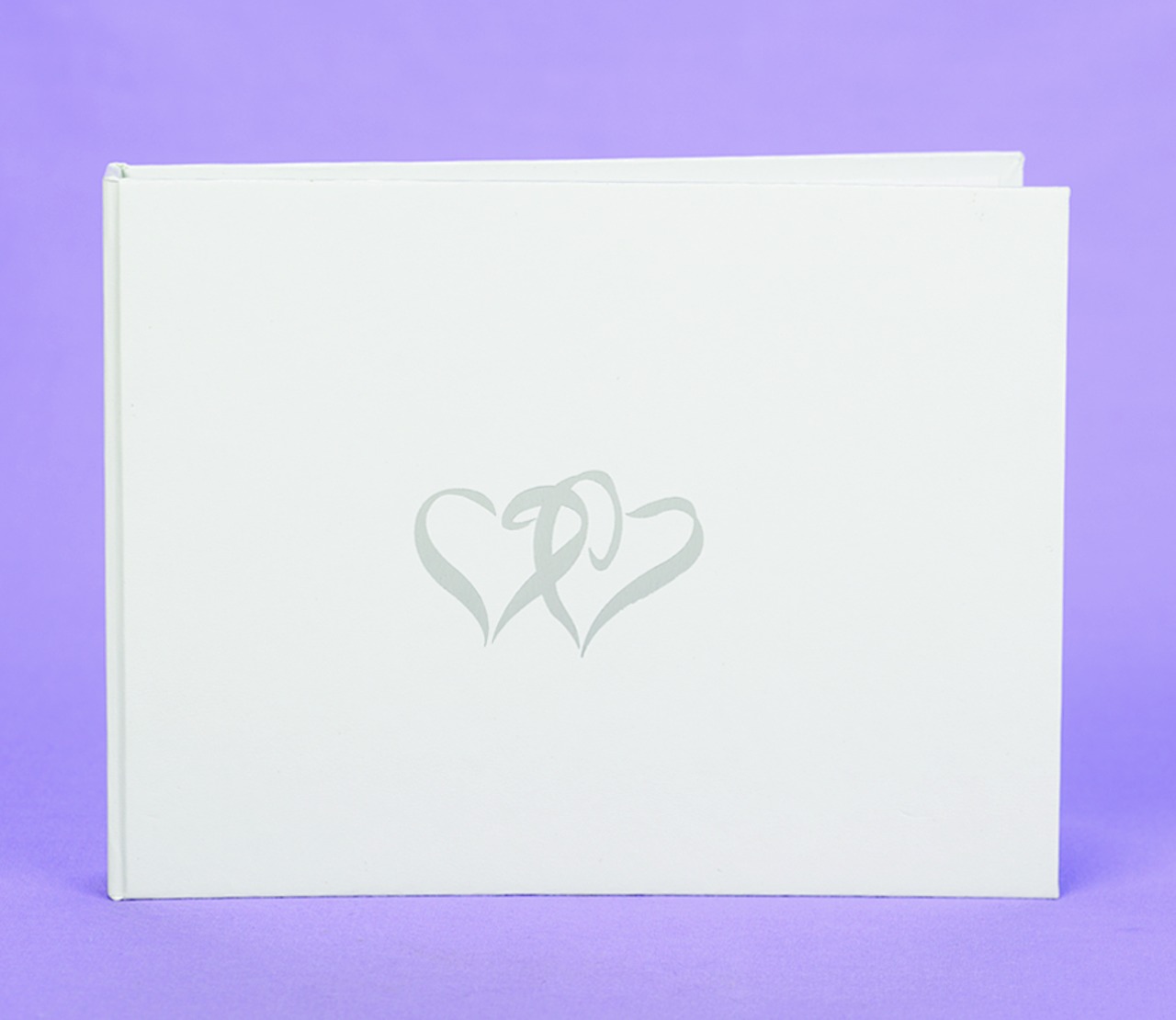 White Linked Heart Guest Book