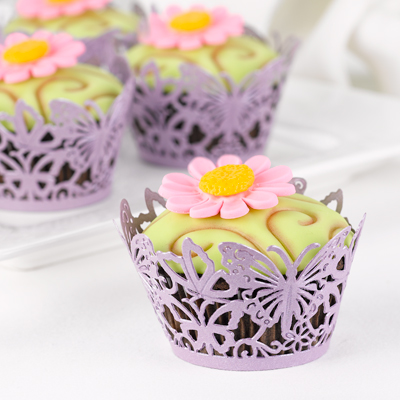 Lavender Butterfly Cupcake Wraps (Set of 25)