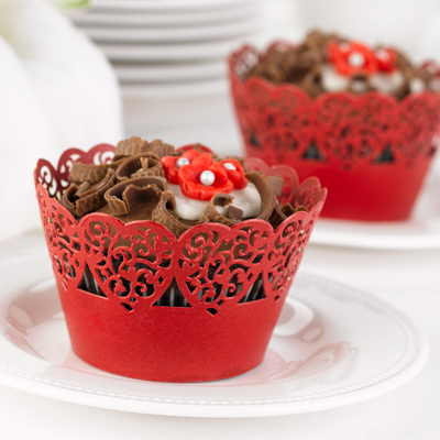 Red Heart Cupcake Wraps (Set of 25)