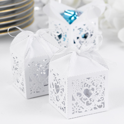 Decorative White Favor Boxes (Set of 25)