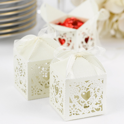Decorative Ivory Favor Boxes (Set of 25)