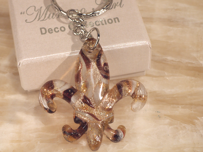 Murano Art Deco Collection Fleur De Lis Keychain