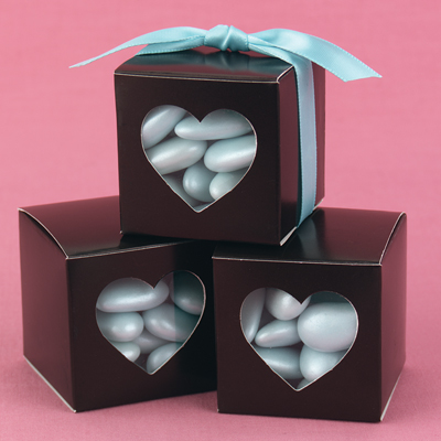 Mocha Heart Window Favor Boxes