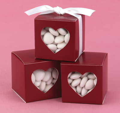 Claret Heart Window Favor Boxes