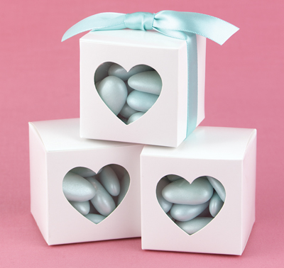 White Heart Window Favor Boxes