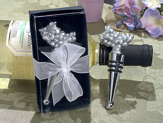 Silver Grapes Bottle Stopper