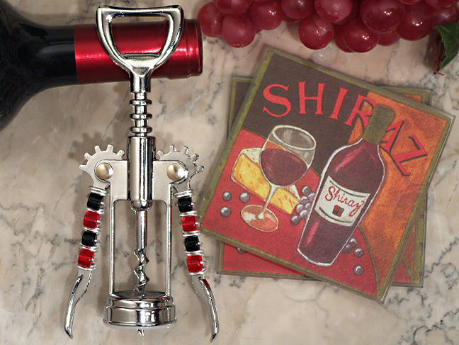 Murano collection Red wine design Coaster and bottle opener set