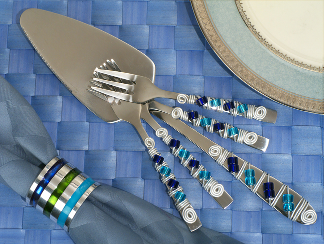 Murano collection Cake server and dessert forks set