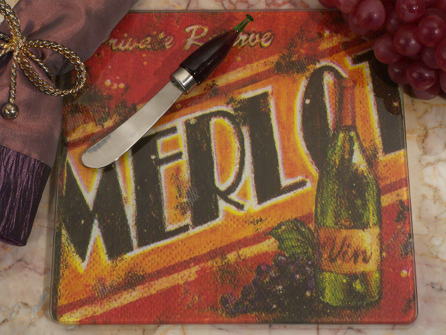 Murano collection Merlot wine design cheese board and Knife set