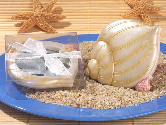 Seashell Design Resin Pocket Mirror In Sandy Color Finish