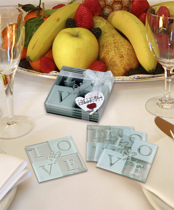 LOVE Glass Coaster Set