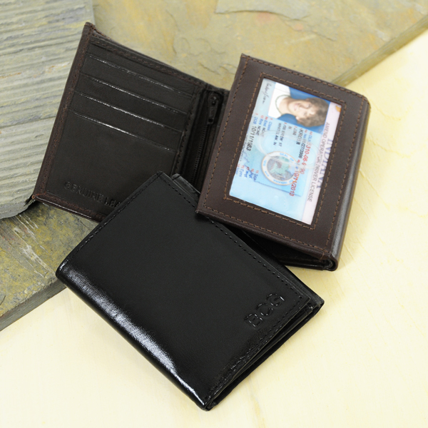 Black Oxford Tri-fold Genuine Leather Wallet