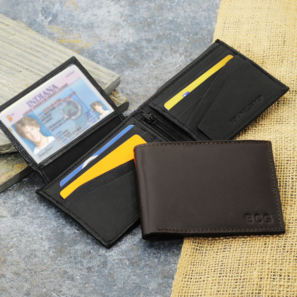 Black Kensington Bi-fold Genuine Leather Wallet