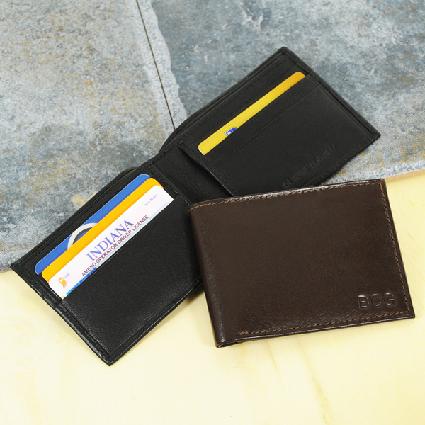 Black Windsor Bi-fold Genuine Leather Wallet