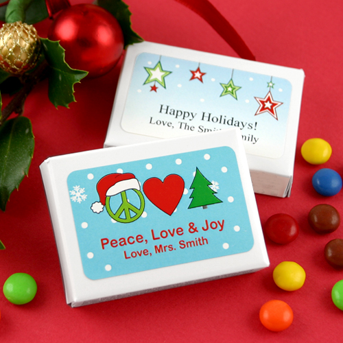 Personalized Holiday Candy Coated Chocolate (White Box)