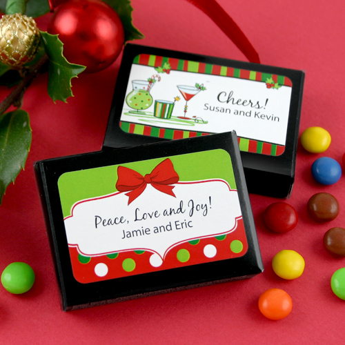 Personalized Holiday Candy Coated Chocolate (Black Box)