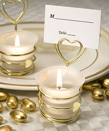 Heart Design Candle Favors/Place Card Holders