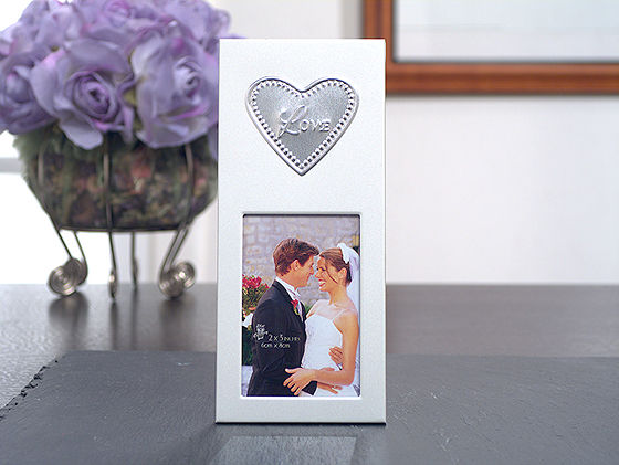 The "Love Within My Heart" 2X3 Silver Metal Photo Frame.