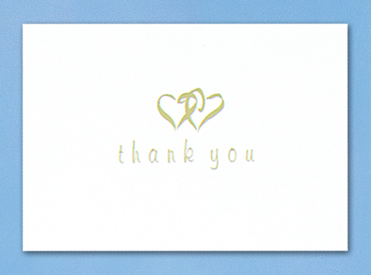 Linked Heart Gold Thank You Cards