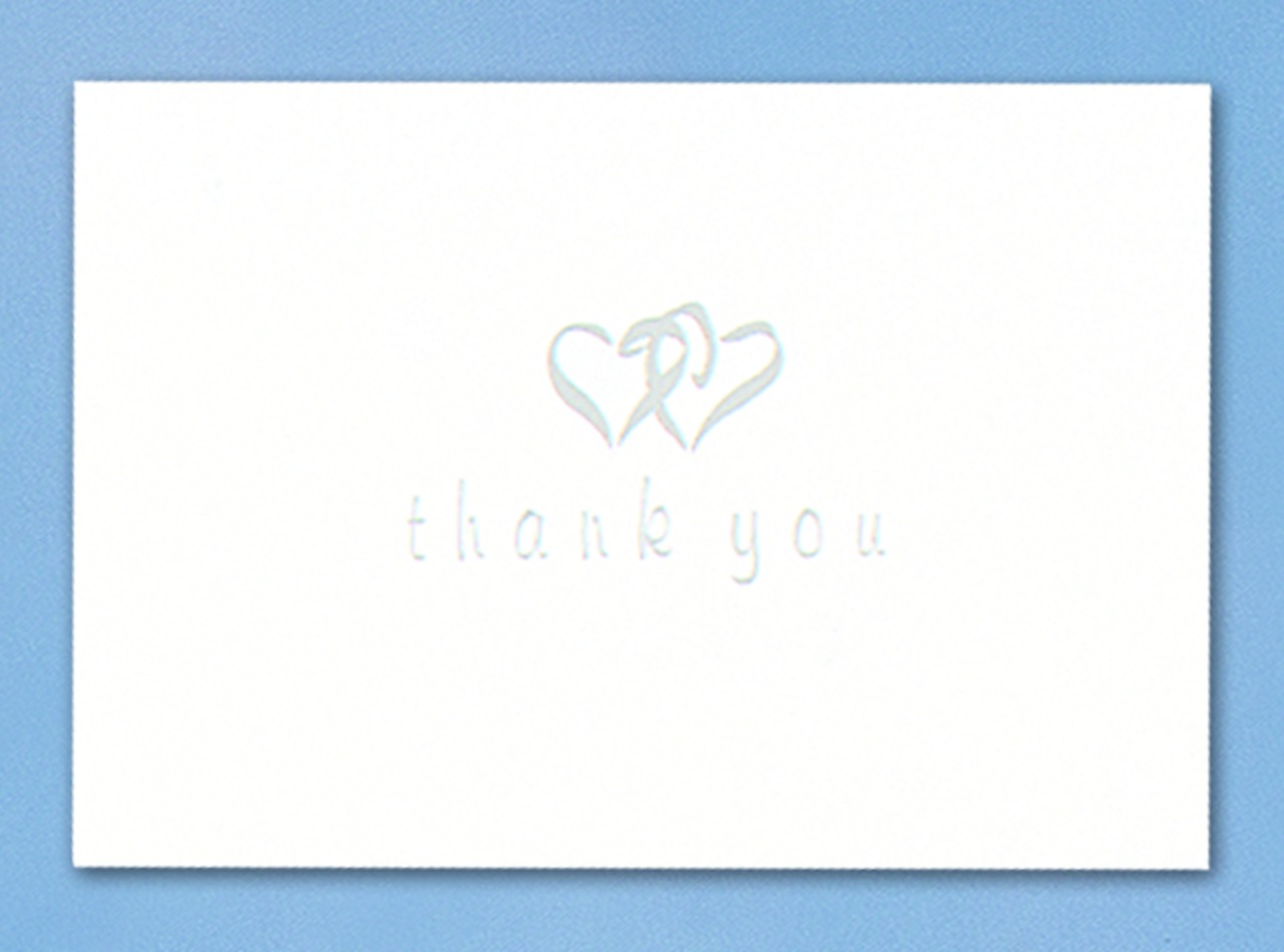 Linked Heart Silver Thank You Cards