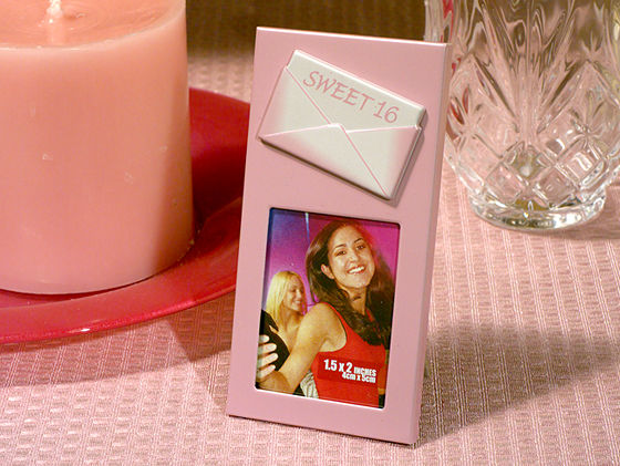 Sweet 16 Pink Metal Photo Frame W/ Embossed Envelope