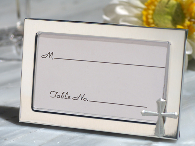 Cross Accented Place Card Frame Favor