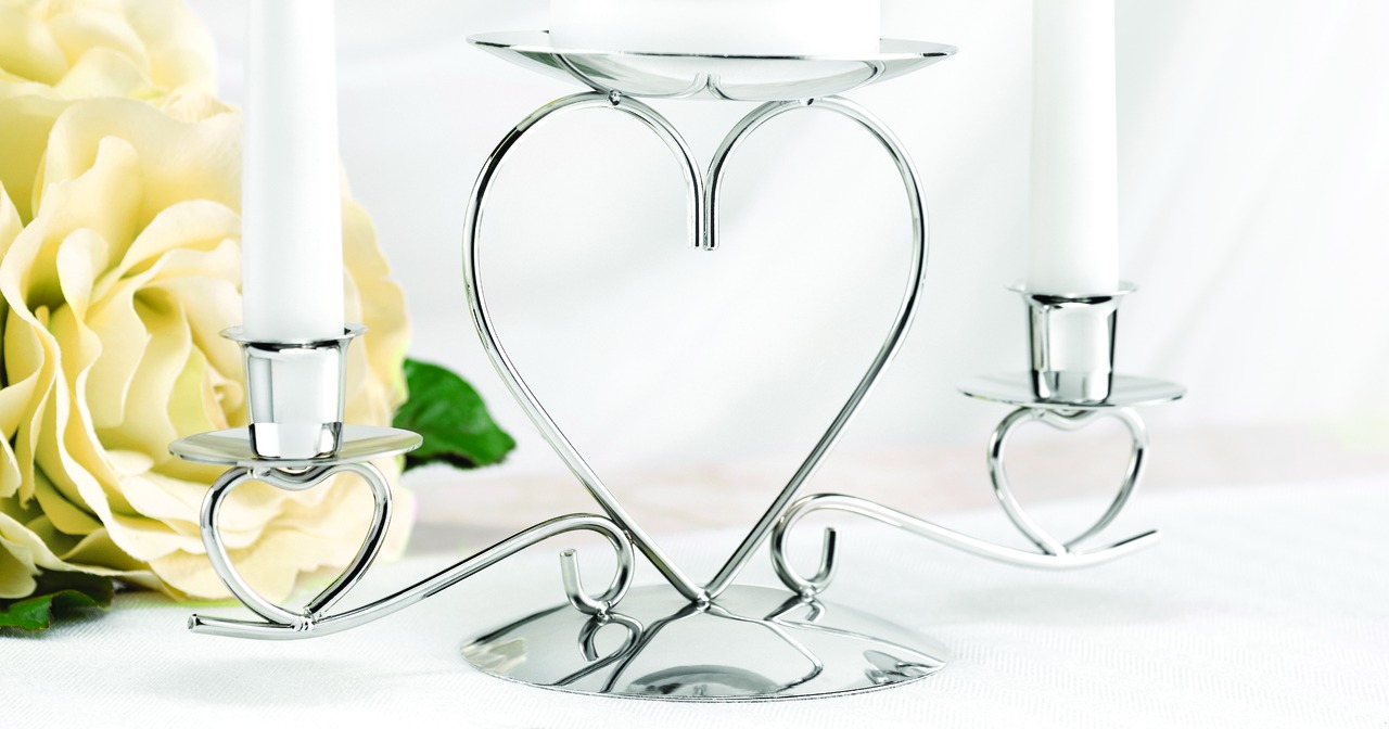 Triple Heart Candle Holder - Silver