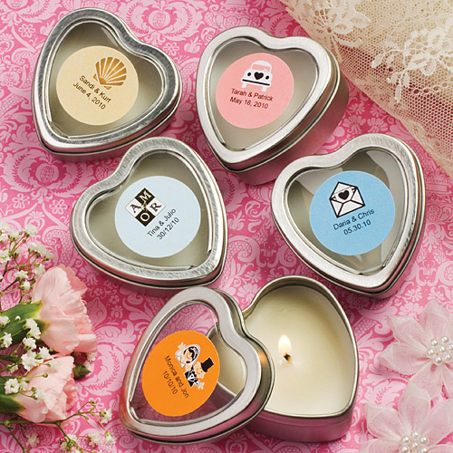 <em>Personalized Expressions Collection</em> scented heart shaped travel candles