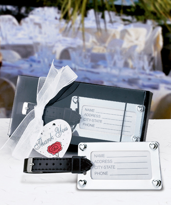 Chrome Luggage Tag Wedding Favors