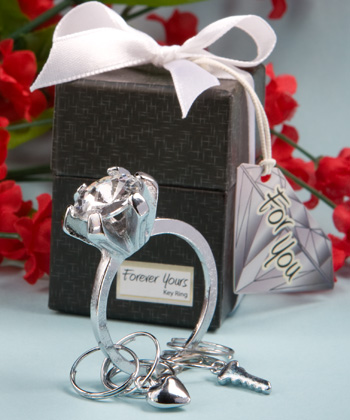 <em>Forever  Yours Collection</em> diamond ring design key ring favors