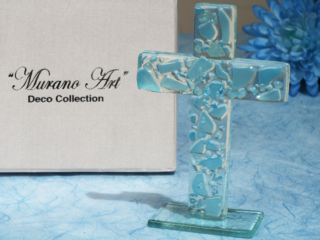 Murano Art Deco Collection Standing Glass Cross