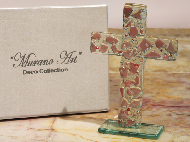 Murano Art Deco Collection Standing Glass Cross