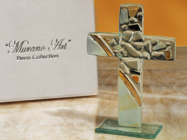 Murano Art Deco Collection Standing Glass Cross