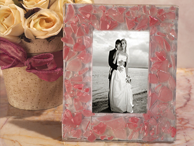 Murano Art Deco Collection Pink Pebble Design Photo Frame