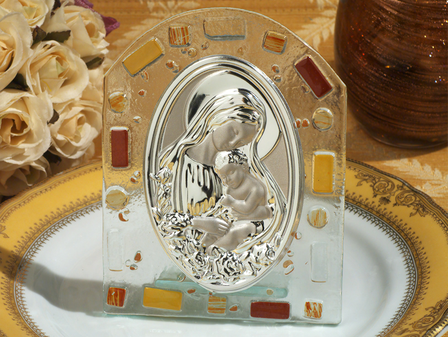 Murano design Icon favor brown and gold glass design