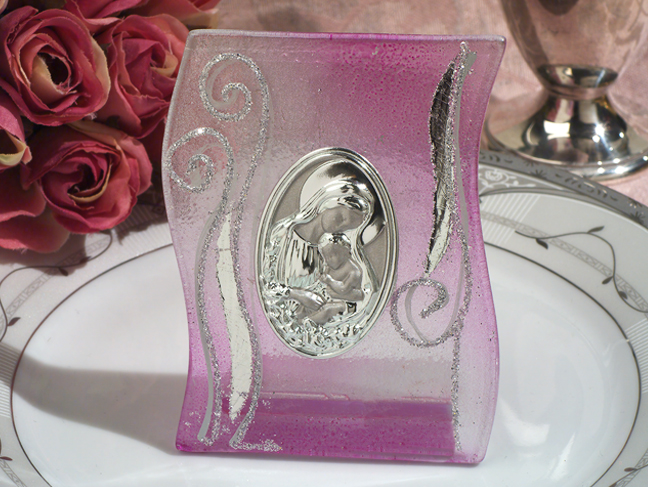 Murano design Icon favor Lilac and silver s-shaped glass design