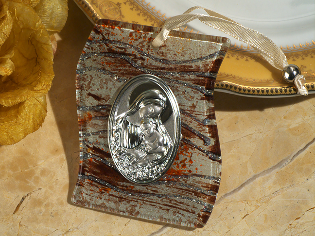 Murano art deco collection hanging icon brown and silver s-shape design