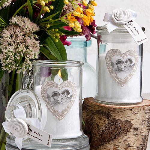 Rose Ancienne Collection Apothecary jar candle favors