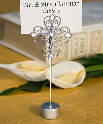 Decorative Cross Design Place Card Holder Favors