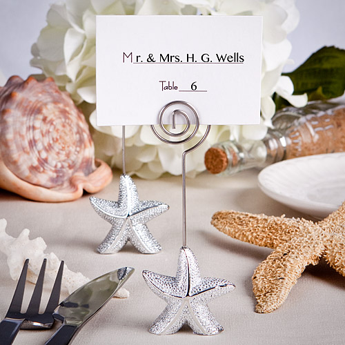 Shimmering starfish design place card holder favors