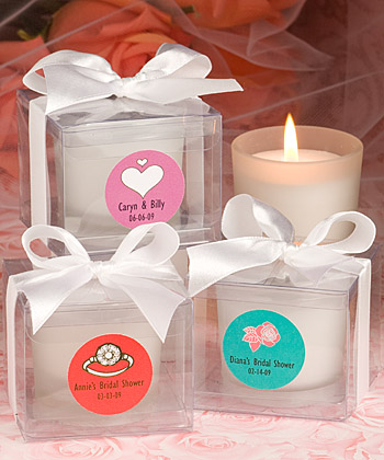 <em>Fashioncraft's Personalized Expressions  Collection</em> candle favors - Bridal Shower