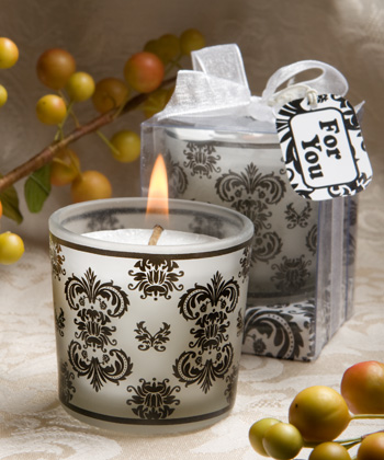 Damask design candle favors