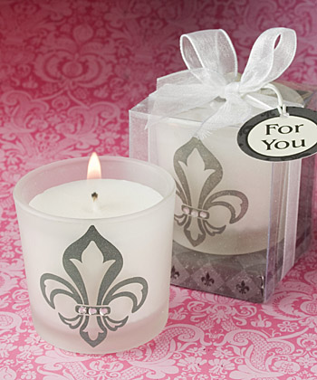 Fleur de  lis design candle favors