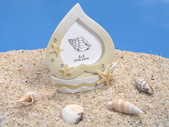 2X3 Boat Shaped Photo Frame W/ Starfish Designs Sand Colors